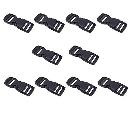 DGQ Quick Side Release Buckles 5/8" Wide 10 Packs Dual Adjustable No Sewing Clips Snaps Heavy Duty Plastic Replacement for Nylon Strap Backpack Fanny Pack Nylon Webbing Belt Dog Collars