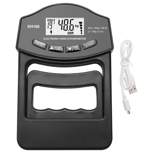 Dinamómetro digital de agarre manual de 180 kg con carga USB y pantalla LCD para casa