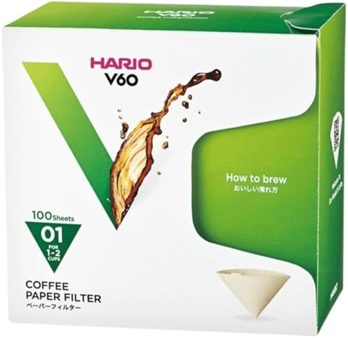 Image of Hario V60 Paper Coffee Filter, Size 01, Natural, 100ct Box