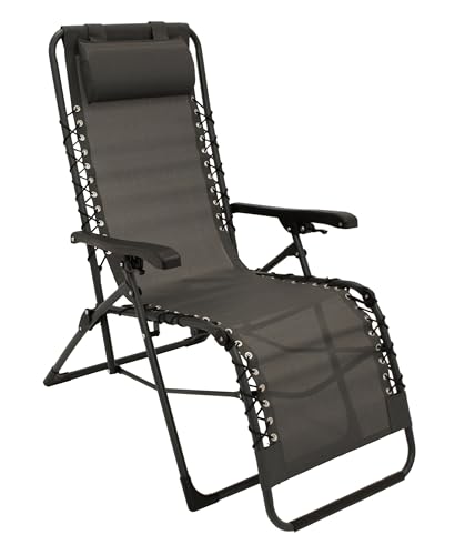 DEGAMO Relaxsessel Gartensessel Nizza, Metall und Kunstgewebe grau, faltbar, Outdoor