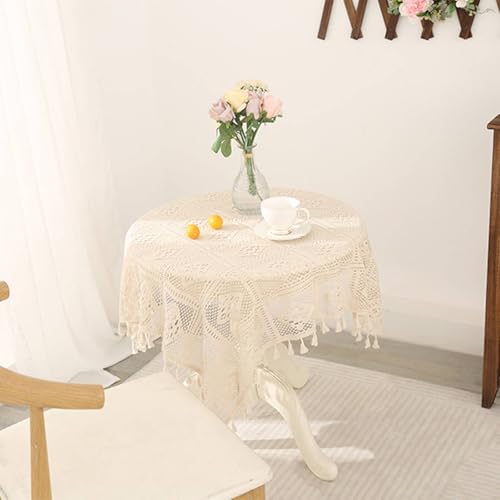 Nappe rectangulaire anti-taches beige en polyester pour repas - 7