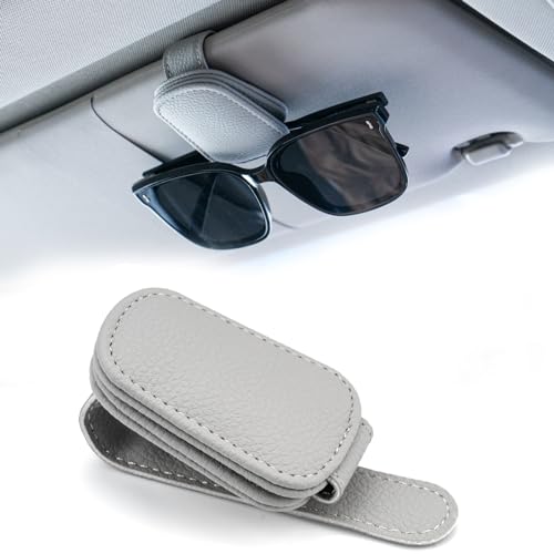 wenvastree Suportes de óculos de sol para viseira de sol de carro - Suporte magnético de couro para