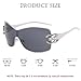 Bsreyeop Wrap Around Y2K Sunglasses for Women Men Fashion Large Frame One-piece Shades Trendy Shield Design Gradient Lens (White Frame/Black Lens C2)