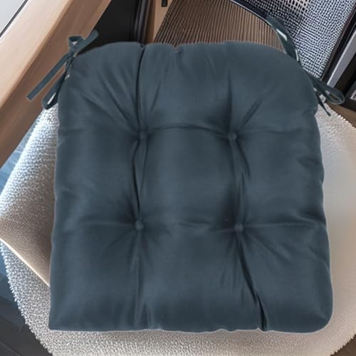 Juego de 6 cojines impermeables para silla con lazos, asientos azul marino exterior e interior 5