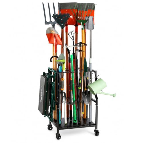 UU-Major Garden Tool Organizer for Garage Corner,Free Standing Yard Tools Rack Heavy Duty,Garage Organization and Storage Stand for Broom,Mop,Rakes,Shovel Holder for Lawn/Shed/Outdoor.
