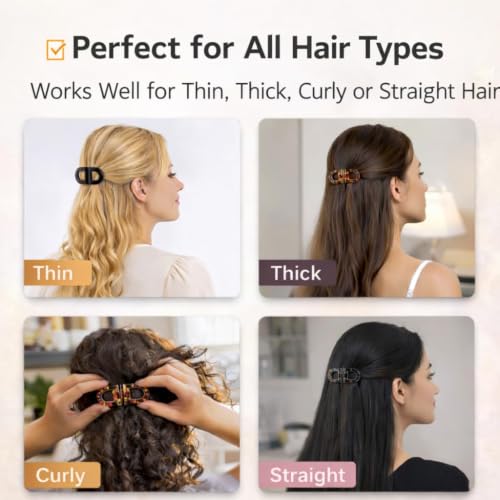 Image of Magnetic Hair Clips for Women, 2 Pcs Clutcher for Hair, No-Pull Claw Clip for Thin, Thick, Curly & Straight Hair, Lightweight Strong-Hold Hair Clip (Black & Tortoise) (Magnetic Hair Clips)