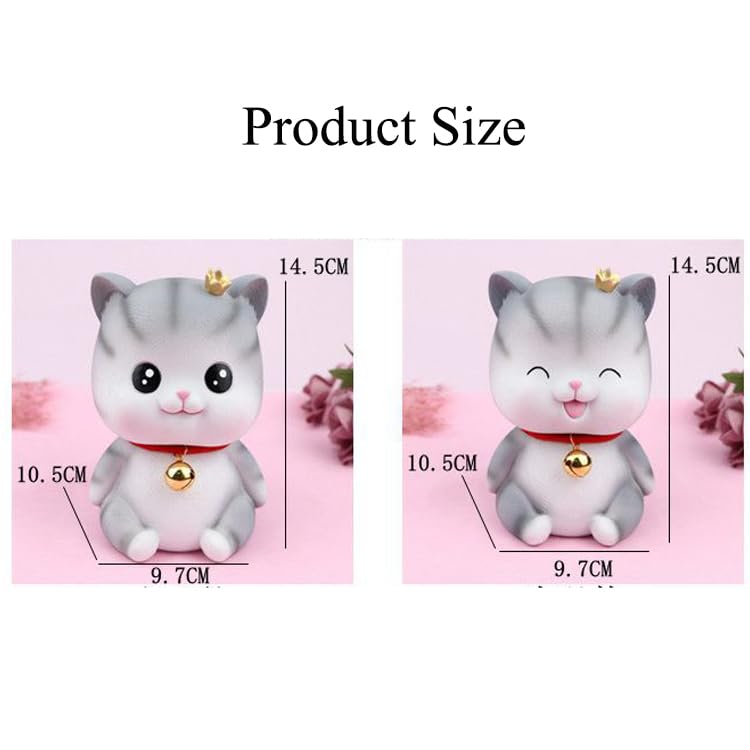 Jaugufiy Cartoon Cat Piggy Bank,Cute Cat Piggy Bank Coin Bank Money Box, Gifts for Cat Lovers for Children Gift,Cute Cat Statues Dog Decor (A)