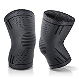 Compression Knee Brace for Women Men 2 Pack Compression Knee Sleeve Knee Brace for Knee Pain Arthritis Meniscus Tear Knee Support for Running Workout Wrestling Weightlifting Sport Athletics Black L