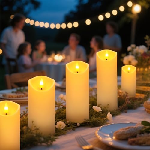 Image of 72 Pack Flameless LED Pillar Candles with Remote Controls, Battery Operated Candles with Timer Function, Dimmable Flickering 3D Wick for Wedding Centerpieces, Events, Parties and Home Decor (Ivory)