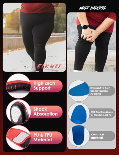 Plantar Fasciitis High Arch Support Insoles for Men Women, Arch Support Inserts for Men, Work Boot Shoe Inserts for Women-Orthotic Insert for Flat Feet, Absorb Shock(L) 220+ lbs - Thumbnail 4