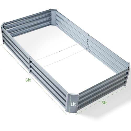 image for Land Guard 6×3×1ft Galvanized Raised Garden Bed Kit for Vegetables, 
