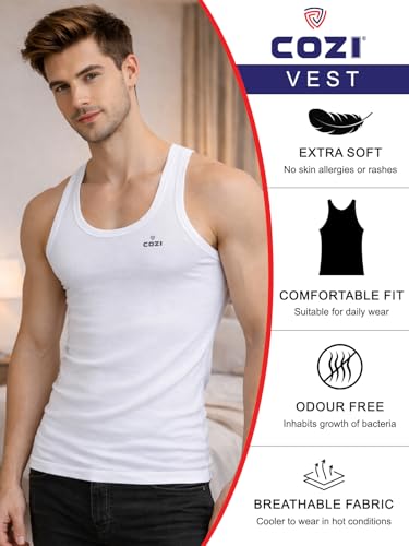 Image of Lux Cozi Cotton Men's Pack of 5 Solid Vest