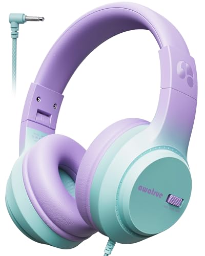 awatrue Casque Audio Enfant, 74/85/94dB Volume Sécurisé Casque Filaire Enfant, Son Stéréo, Pliable, 3.5 mm Jack Over Ear Casque pour Enfants pour...