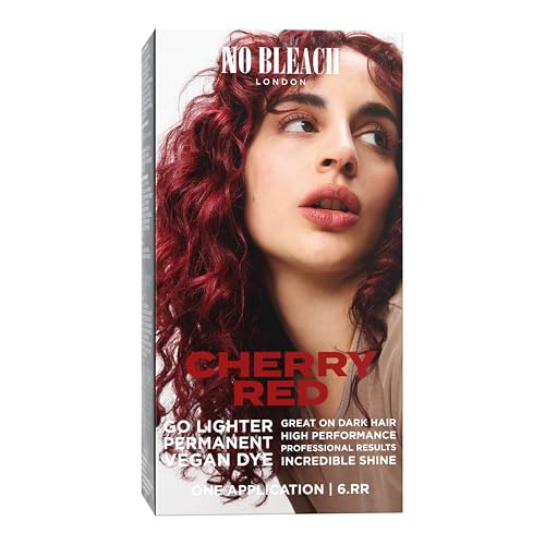 No Bleach London Permanent Hair Dye Long-Lasting and Multi-dimensional At-Home Hair Colour Fortified with Vegan Sea Silk and Cocamide for Incredible Shine Colour: Cherry Red (Complete Kit)