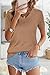 Arach&Cloz 2025 Womens Wool Blend Sweater V Neck Short Long Sleeve Fall Fashion Tops Business Casual Outfits Khaki