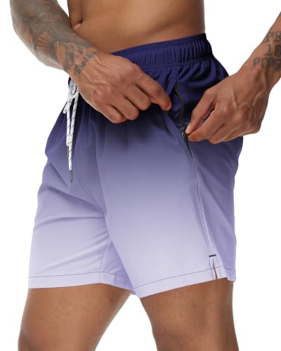 Image of Tyhengta Men's Swim Trunks Quick Dry Beach Shorts with Zipper Pockets and Mesh Lining
