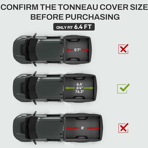 AUTOSAVER88 FRP Hard Tri-fold Truck Bed Tonneau Cover Fits for Dodge Ram 1500 2002-2026 (Classic & New), Fits for Dodge Ram 2500 3500 2003-2026 6.4ft Bed Without Rambox - Thumbnail 2