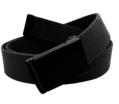 Boy's School Uniform Nickle Free Black Flip Top Military Belt Buckle with Canvas
