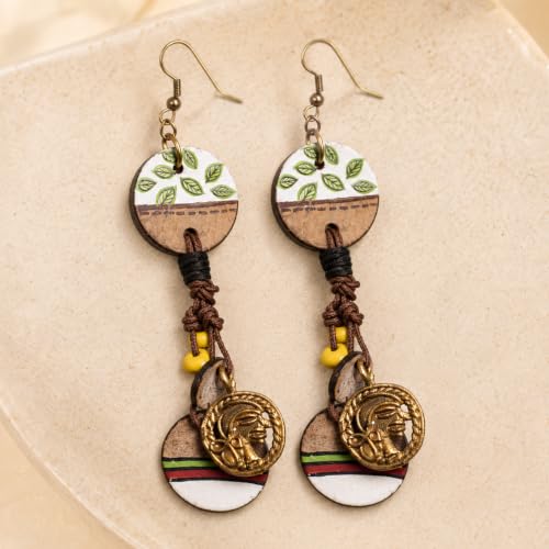 Image of Handcrafted Boho & Tribal Earrings for Women - Wooden, Brass & Terracotta Statement Designs in Drop, Hoop, Loop & Dangle Styles