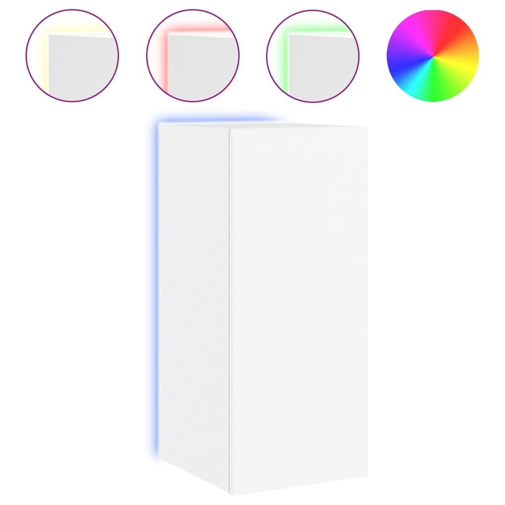 Mobile TV a Parete con Luci LED Bianco 30,5x35x70 cm,Mobili TV,Mobile TV Parete,Mobile TV soggiorno-837232