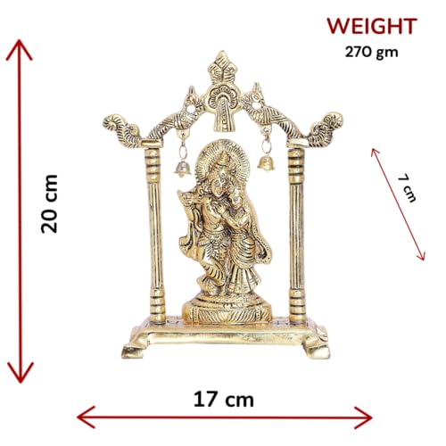 KridayKraft Metal Radha Krishna Statue Gold Plated Decor Your Home,Office & Radha Krishna Murti Idol Showpiece Figurines,Religious Krishna Idol Gift Article...
