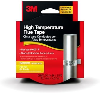 3M High Temperature Flue Tape, High Heat Sealing Tape up to 600 degrees, 15-Foot Roll