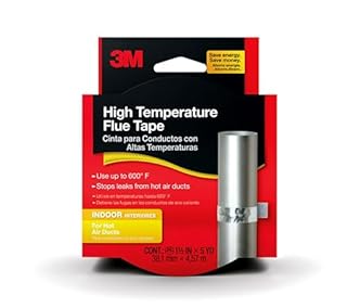 3M High Temperature Flue Tape, High Heat Sealing Tape up to 600 degrees, 1.5' in x 15" ft Roll, Stops leaks from hot air ducts, Made in the USA, Silver (2113NA)