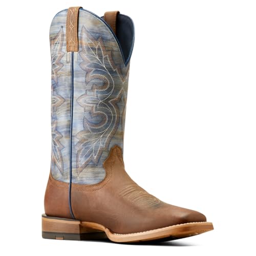 Ariat Mens Standout Embroidered Square Toe Pull On Casual Boots Mid Calf - Blue, Brown3