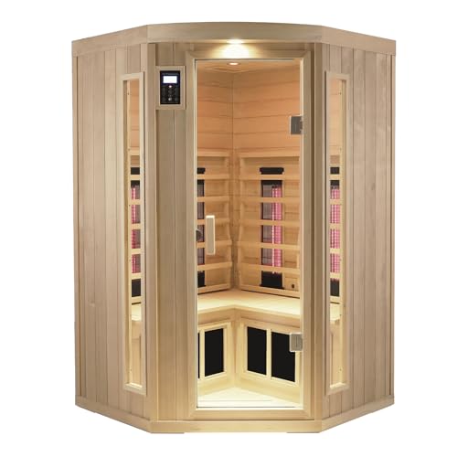 LTCCDSS Ceramic Far Infrared Sauna, Infrared Sauna 2-3 Person, Hemlock