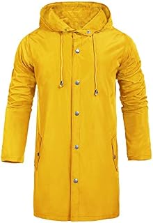 UUANG Men Raincoats Waterproof Jacket with Hood Active Outdoor Long Windbreaker Lightweight Rain