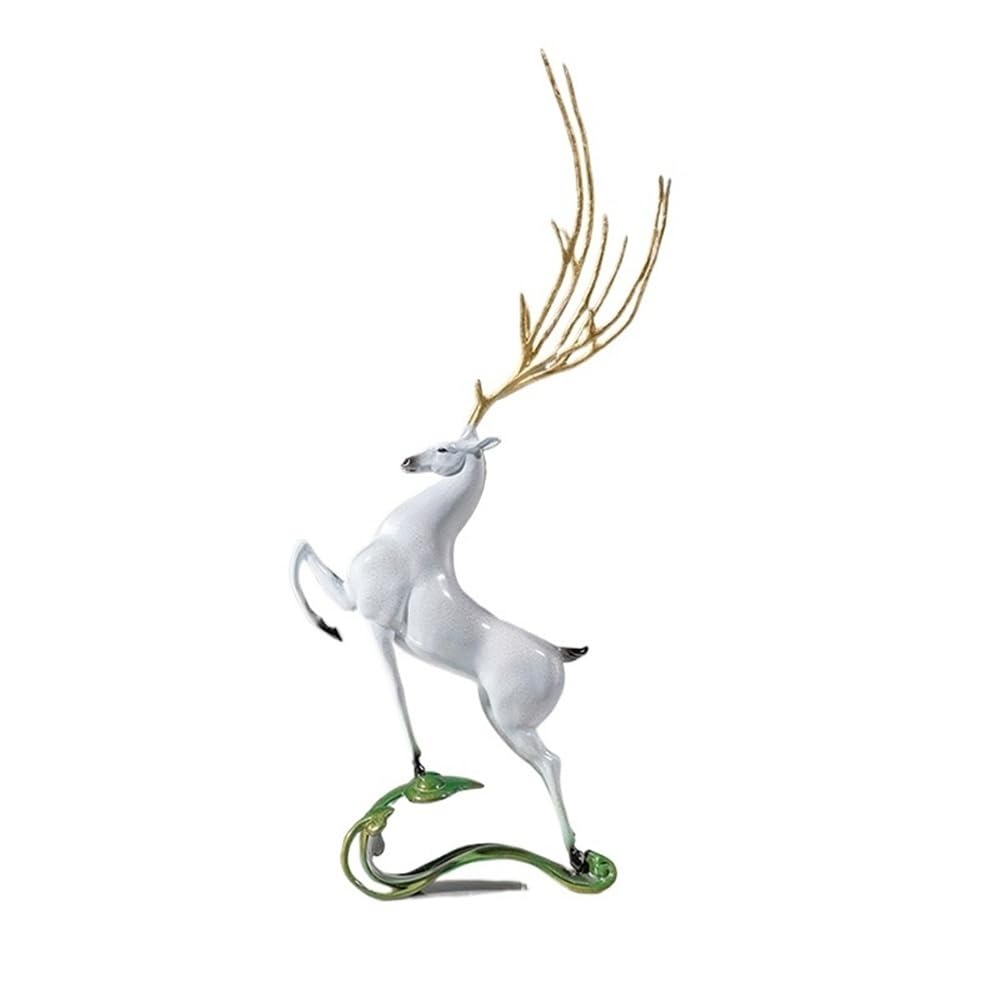 Bronze Living Room Ornaments Copper Deer Ornaments Creative Handmade Crafts Chinese Home Living Room Office Decoration Statues Ornaments to Attract Wealth