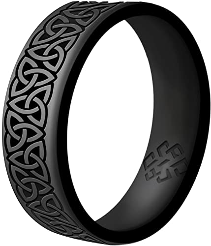Knot Theory Trinity Celtic Silicone Ring for Men and Women - Silicone Wedding Band for Sports Activities, Breathable Comfort Fit 6mm Bandwidth