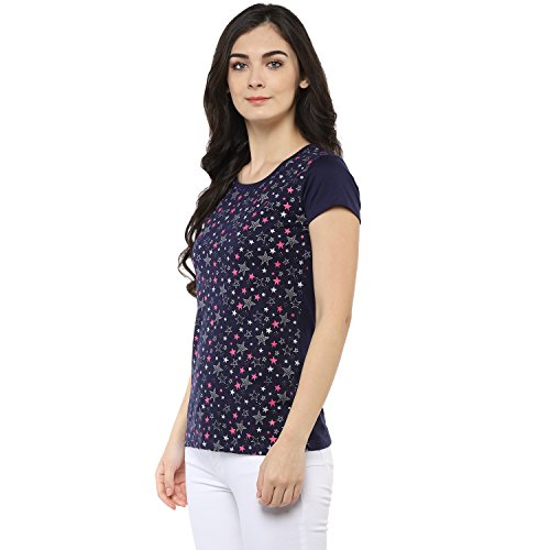 Image of Modeve Women Printed Cotton Blend Half Sleeve Round Neck T-Shirt for Summer