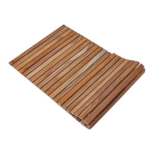 Nordic Teak 100% Solid Teak Wood String Mat - Indoor and Outdoor Use - Non-Slip Wooden Platform for Sauna, Pool, Hot Tub Flooring Decor and Protector (Natural Finish, 40' x 20')