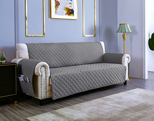 sevi's Funda Sofa 3 Plazas 170cm Universal Impermeable con Brazos, Protector para Sofás, Color Gris Claro