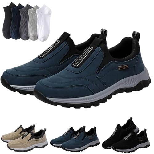Ideacloth Shoes for Men, Orthopedic Comfortable Wide Fit Toe Anti-Slip Waterproof Walking Hiking Slip On