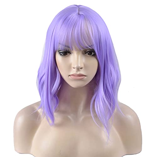 image for BERON 14'' Purple Wig Short Curly Wig Women Girl's Synthetic Wig Bob W