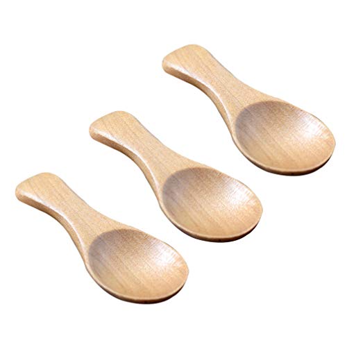 Cabilock 3Pcs Mini Porção Condimentos Sal Mel Colher de Café Colher De Chá Colher De Madeira De Made