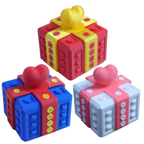 Gag Funny Boxes, Prank Box with Screws Funny Printed Gag, 2.55x2.56x2.8 Inches Hilarious Card Container, Pink/blue/red Novelty Puzzle Pranks Case for Holiday & Birthday, Pp