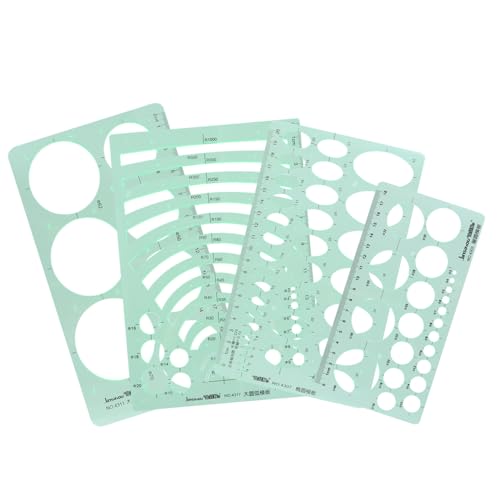 FRCOLOR 4個 几何測定テンプレート定規 点入り プラスチック製 透明スケール付き 学校 建築設計用 精密角 計測対応 工具としての描画 製図ツ