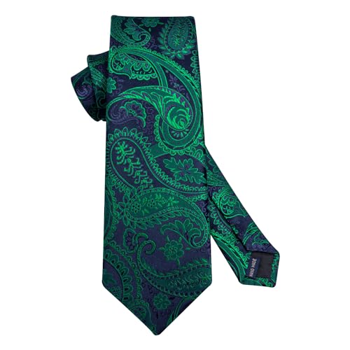 Image of HISDERN Ties for Men Paisley Floral Tie Handkerchief Classic Woven Business Formal Necktie and Pocket Square Set Wedding