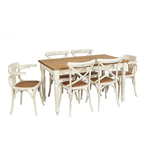 Biscottini Esszimmerstühle Holz landhausstil möbel 77x42x45 cm - Küchenstühle Holz - Rattanstühle esszimmermöbel Vintage - Bistrot Rattan Stuhl - Retro küchenmöbel - Esstisch stühle