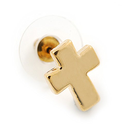 Colgante de cruz de cristal transparente y pendientes de tuerca con cadena dorada Avalaya 6