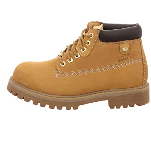 Skechers Men's Sergeants-Verdict 4442 Waterproof 6 Eye Padded Collar Boot, Wheat, 82