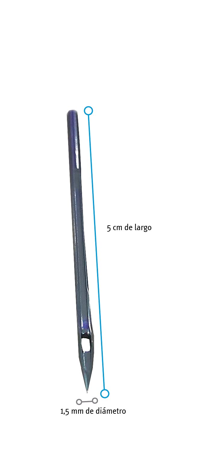 PAMPOLS Pack de 10 Agujas Cosedoras de Sacos para Máquinas NEWLONG| Metalizadas y resistentes | 5cm de largo y 1.55 mm de diámetro