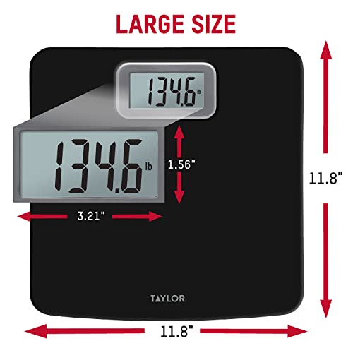 Taylor Digital Bath Scale With Antimicrobial Surface Protection, Bathroom Scale For Body Weight, 400 Lbs. Black #TOP2