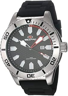 Seapro Men's Brigade Stainless Steel Quartz Silicone Strap, Black, 21 Casual Watch