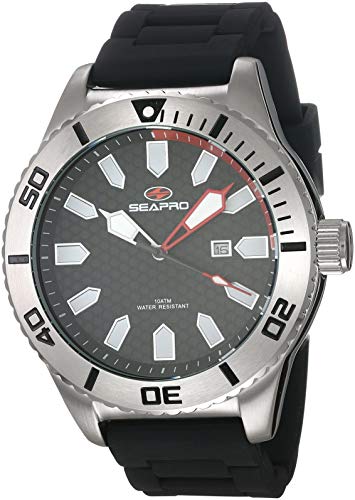 Seapro Men's Brigade Stainless Steel Quartz Silicone Strap, Black, 21 Casual Watch