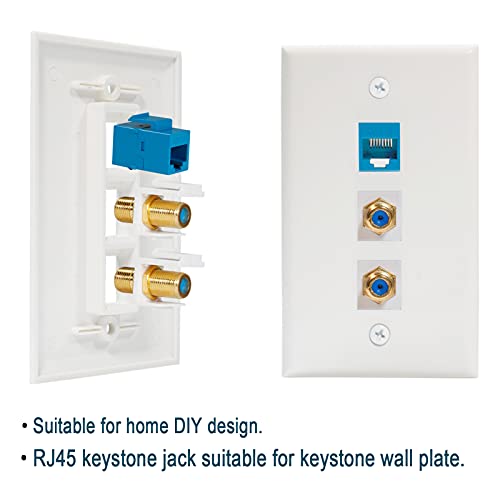 2 Pack Coax Keystone Jack Insert, RG6 Keystone Jack 3 GHz Gold-Plated F Type Coaxial Keystone Connectors