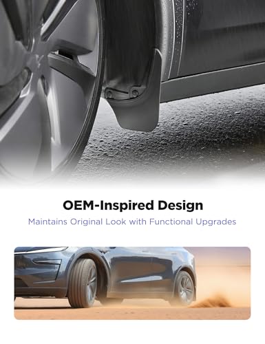 Image of Tparts Mud Flaps Splash Guards for Tesla Model Y Juniper 2025-2026 (Premium /Performance), All-Weather Mud Guard Kits, Exterior Accessories Sediment Protection No Drilling Required Black (Set of 4)